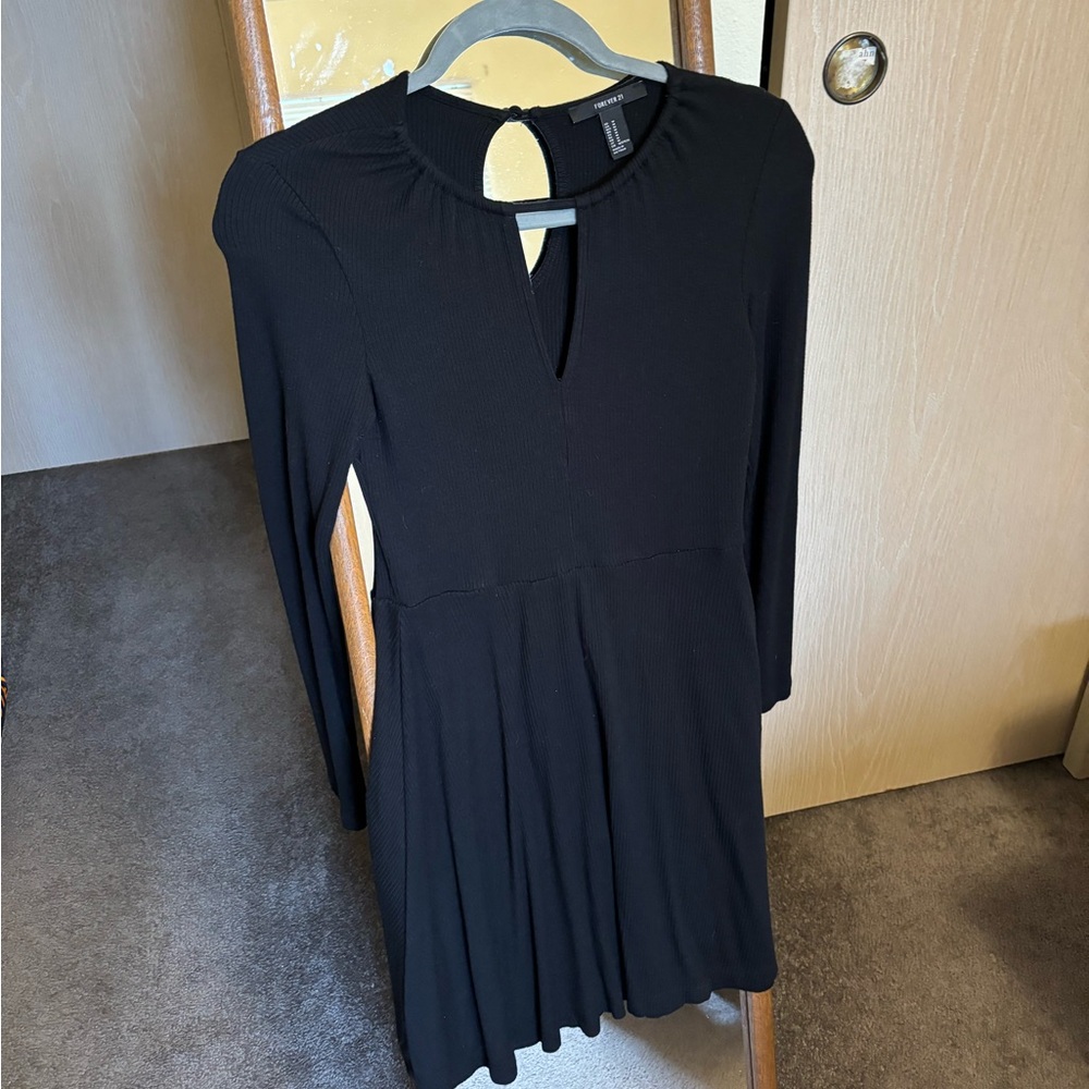 Forever 21 black short long sleeve dress, size M